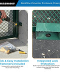 Rock Solid 24x24x12 Wall Mount Backflow Security Cage Heavy Duty Green Steel Enclosure For Outdoor Plumbing Gear installation with drill and accessories.