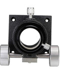 Front view of Rack And Pinion 1.25 Inch Focuser for Newtonian Reflectors with 65mm travel, brass ring design, and fine-tune focus knobs.