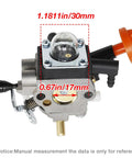 Top view of carburetor replacement kit with air filter for Stihl FS89 FS91 FS91R FS111 HT102 HT103 FC91 FC96 FC111 KM91 KM91R KM111.