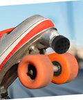 2 Pack Toe Stops For Roller Skates With Adjustable Rubber Brake Heads attached to quad skate outdoors