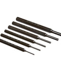 Knurled Pin Punch Kit Built For Heavy Duty Jobs, Heat Treated Steel With Hex Bolstered, Black Oxide Finish, USA made