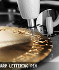 Close-up of Inside Ring Engraver With Double Sided Dial Stamper For 1.5mm To 2.0mm Letters engraving a gold surface.