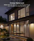 Snap Up These Top Shelf Par30 Led Bulbs Featuring Smart Dusk To Dawn Photocell Sensor For Hassle Free Yard Lighting, 11 Watt Flood Light Two Pack Non Dimmable illuminated exterior of modern home at dusk.