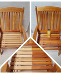 Wood chair treated with Sun Shield Wood Wax With UV Protection For Outdoor Furniture Gallon, wood rejuvenation shown