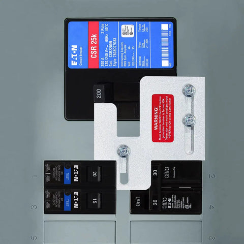 Generator Interlock Kit For BR Series 150 And 200 Amp Panels, Horizontal Interlock, installed on electrical panel