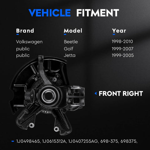 Driver Side Front Left Steering Knuckle And Wheel Bearing Hub Assembly With 280mm Rotor for Beetle Golf Jetta 1998-2010 displayed