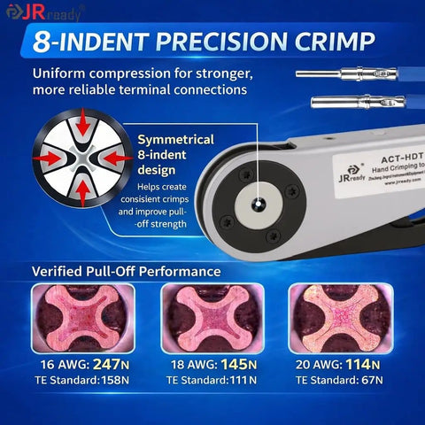 8-indent precision crimp tool details, DT Deutsch Connector Kit 2 3 4 6 Pin With 16 Gauge Solid Contacts For 16 To 20 AWG Wiring
