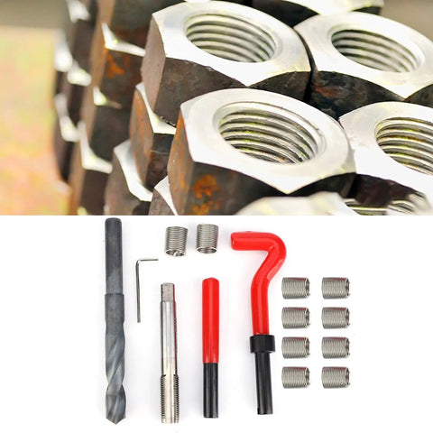 Heavy Duty M14x1.5 Helicoil Thread Repair Kit 15 Piece Stainless Steel Set For Cars Boats Trucks And Home Projects Includes Drill Guides And Thread Inserts To Fix Stripped Threads Fast, thread inserts and tools