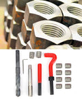 15 Piece Helicoil Thread Repair Kit M14x1.5 Female Thread Inserts Accessory Set tools on display with nuts, carbon steel build