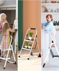 Foldable 2 Step Ladder With Handgrip And Anti Slip Wide Pedals Built Like A Tank For Adults Sturdy Stepladder With 330 Lbs Weight Capacity