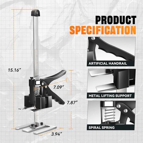 Two Pack Heavy Duty 15 Inch Arm Jack Supporting 440 Pounds with specifications, features metal lifting support and artificial handrail.