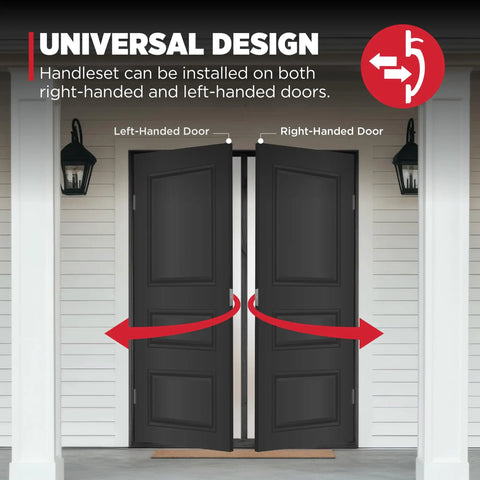 Dakota Front Door Lock Set With Handle And Deadbolt, Exterior Handleset With Interior Knob, Polished Brass Finish, Pick Resistant SmartKey Rekey Security For An Easy No Brainer Home Entry