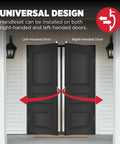 Diagram showing universal design for Prague Front Door Lock Handle And Deadbolt Set With Satin Nickel Finish installation on doors.