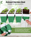 Hand holding Six Pack Seed Starter Tray With Grow Lights 72 Cell Silicone Seed Starter Kit showing silicone cells with seedlings.