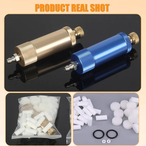 Beefed Up Heavy Duty High Pressure PCP Air Filter Oil Water Separator Inline Moisture Separator 40MPa 5800 PSI, kit components