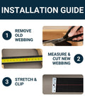 Installation guide for Elastic Webbing Kit For Repairing Sagging Couches And Furniture, Two Inch Wide, Sixty Feet Of Durable Webbing
