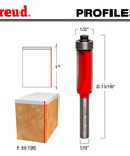 Half Inch Diameter 3 Flute Flush Trim Router Bit With Quarter Inch Shank Kickback Resistant Pro Grade Design Individually Computer Balanced Precision Ground For Clean Edge Routing Ideal For Cabinetry Plywood And Hardwood Trim product image showing dimensions and profile view.