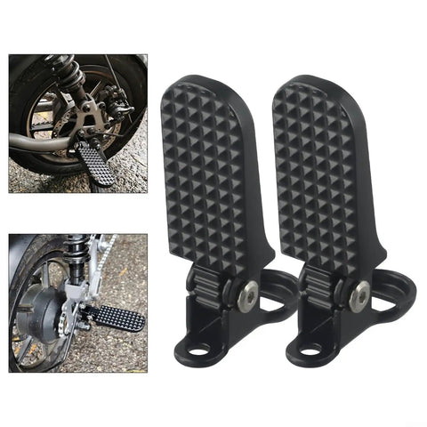 Stylish Foldable E-Bike Rear Footrests In Heavy Duty Aluminum Alloy Black For Passenger Comfort And Stability On Any Commute Or Road Trip Adventure, pair