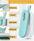 2 In 1 Mini Bag Sealer With Cutter And Lanyard, No Preheat Heat Seal For Chips And Snack Bags, Portable Resealer Machine features
