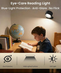 Fuligent 2 Pack LED Wall Sconces, Battery Operated Wall Lights for Bedroom Bedside, Cordless Sconces with Remote & Touch Control, 360° Magnetic Rotation & Rechargeable, 3 Color Modes Dimmable (Black) illuminating a child reading.