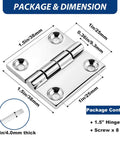 Heavy Duty Marine Grade 316 Stainless Steel Square Hinges Equal Sided For Boat Hatches Toolboxes Doors And Gates 1.5 Inch Square