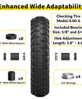Flat Free Tire And Wheel Set 4.00-6 For Garden Cart, Wheelbarrow, And Hand Truck, 13 Inch Solid Wheel, hub and bearing sizes