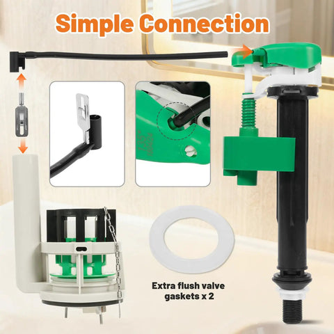 All In One 3 Inch Flush Valve Repair Kit For Most One Piece Toilets With Universal Fit Includes Drain Valve G One Half Inch Adjustable Fill Valve Flush Handle Lever And Gasket.