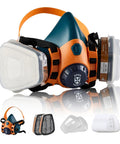 All Day Comfy Reusable Silicone Half Face Respirator Mask With Filters For Welding Woodworking Spray Painting Dust Chemical And Pollen Protection Gas Mask shown with accessories