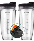 2 Pack 24 Oz Blender Cups With Lids And Cup Brush For Auto IQ Blenders Fits Models BL450 BL454 BL456 BPA Free