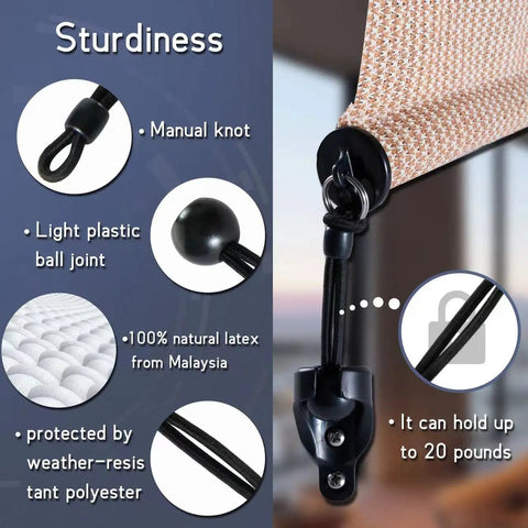 Ultimate Bungee Sunshade Replacement Kit For Outdoor Roller Blinds Louvers And Crank Operated Shades Windproof Weather Resistant Your Go To Wind Guard Includes 4 Windproof Balls And Bases 4 End Caps And High Density Stainless Hardware