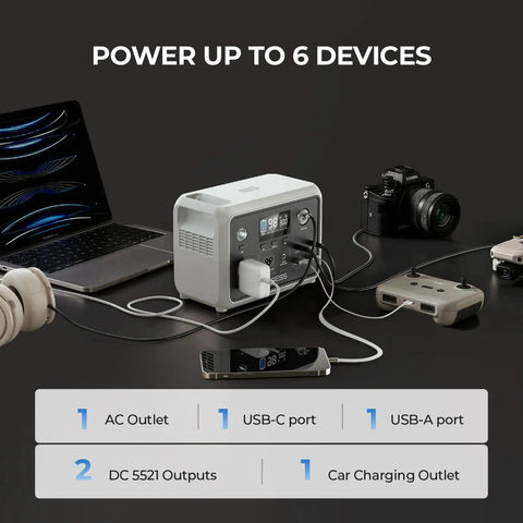 On The Go Portable Power Station 300W 256Wh Solar Generator With 110V Pure Sine Wave Outlet charging multiple devices