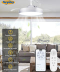 Retractable 42 Inch Smart Ceiling Fan With Lights App Remote Control Quiet DC Motor displayed with remote and app interface