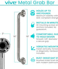 Heavy Duty Shower Grab Bar For Bathroom Safety And Seniors Stainless Steel Handrail Non Slip Grip 440 Lb Weight Capacity Brushed Nickel details