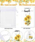 Total Vibe Bulk Sunflower Enamel Pins For Women Includes 25 Gold Yellow Flower Lapel Brooches With Thank You Cards And Tissue Wraps showing 25 gift bags and thank you cards.