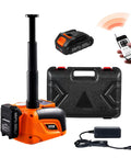 Wireless 5 Ton Electric Car Jack With Remote Control, Cordless Hydraulic Lift, carry case, battery, and charger displayed