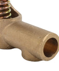 Heavy Duty Brass Shaped Welding Ground Clamp 300 Amp For Shipyard Auto Jobs With Super Grip Earth Cable Clip close-up view showing brass material and spring.
