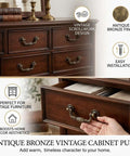 Bronze vintage drawer pull handles set of 4 with mounting screws antique drop bail hardware for dressers