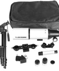 80mm Aperture 600mm Refractor Telescope with AZ Mount and accessories including backpack, phone adapter, moon filter