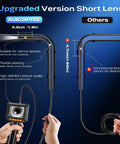 Comparison of short lens on Handheld Endoscope Camera With Light 2.8 Inch IPS Screen IP67 Waterproof Borescope with rival lenses
