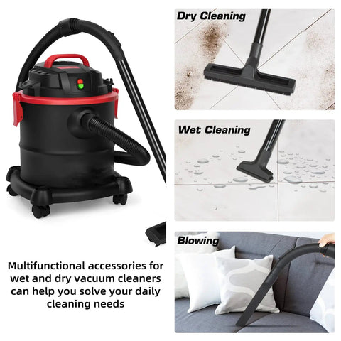 3 In 1 Wet Dry Vacuum Cleaner With 5 Gallon Capacity And 5.5 Peak HP, Portable Shop Vac With Blower For Garage, Car, Home And Workshop, Powerful Suction, Long Lasting Power, Easy Emptying