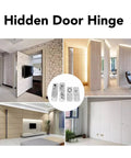 Hidden Door Pivot Hinge With 360 Degree Rotation Heavy Duty Stainless Steel Concealed Door Hardware For Bookcases And Wood Doors 600 Lbs Load Capacity Brushed Finish By Marhynchus installed in interior spaces