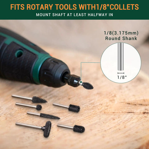 Tough As Nails Spike Flame Rotary Burr packed in dense tungsten carbide with 1/8 inch round shank for rotary tools.