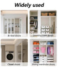 Examples of bi-fold, laundry room, closet, and sliding wardrobe doors for use with 8 Pcs Bi Fold Door Top Roller Guide Wheel And Top Pivot Spring Loaded Replacement Kit For Folding Closet Doors Barn And Sliding Cabinets DIY Friendly Easy Fix Durable Repair Supplies.