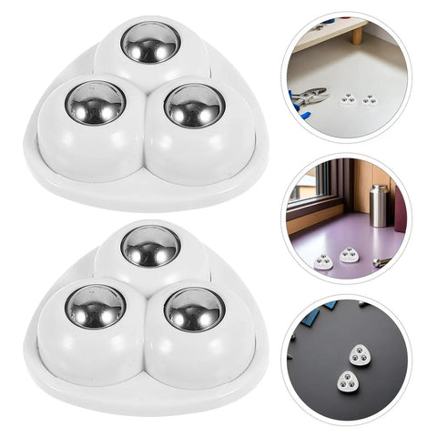 Small Swivel Caster Set With Adhesive Mounting And Triple Ball Bearings for smooth furniture glide and easy setup.