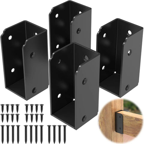 Heavy Duty Stainless Steel Deck Railing Brackets Connectors 4 Pack For 2x4 Stair Fence Handrail, Powder Coated, Weatherproof