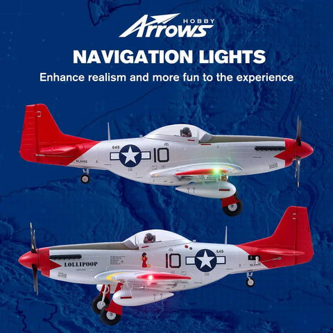 RC Plane P51 850mm Wingspan With Vector Flight Stabilization System PNP Plug And Play Remote Control Airplane with lights
