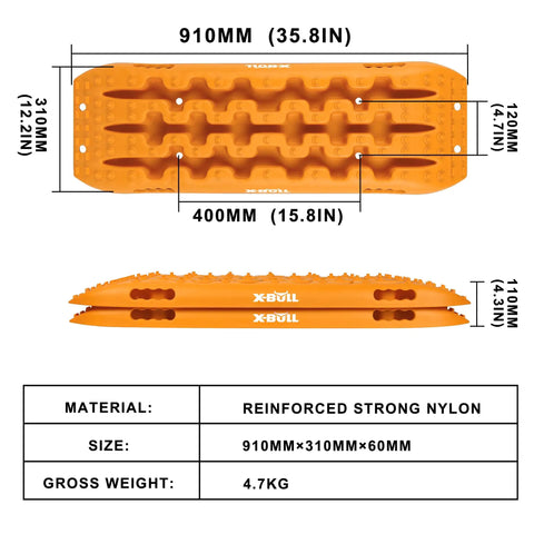 Beefed Up Off Road Recovery Traction Tracks For Sand Snow Mud 4x4 Vehicles Orange Nylon Tire Ladder U Shaped Grip Dimensions