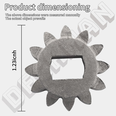 Two Pack 12-Tooth Pinion Gears 115-4668 steel gear dimensions 1.23 inches for Toro 22-inch lawn mower wheel replacements