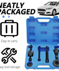 Heavy Duty Carbon Steel Power Steering Pump Pulley Removal Tool Set in blue case for easy storage and transport.