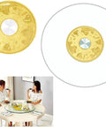 Glass Turntable Serving Tray for Dining Tables 70 to 120 cm Rotating, shown on dining table with two women enjoying a meal